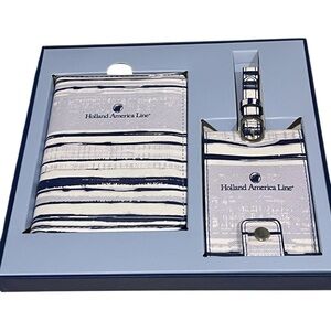 Holland America Line branded passport holder and luggage tag travel set